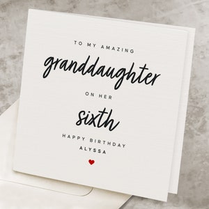 Granddaughter 6th Birthday Card, Happy Sixth Birthday Card For Granddaughter, Cute Personalized 6th Birthday Gift From Grandma, 6 Years Old