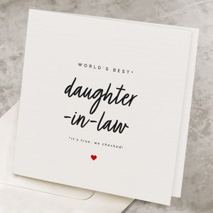 Funny Daughter In Law Birthday Card, Cute Gag Greeting Card For Daughter In Law, Joke, World&#39;s Best Daughter-In-Law Birthday Gift, DIL Bday