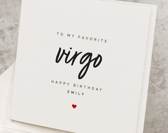 Virgo Star Sign Birthday Card, Astrology Zodiac Virgo Birthday Card, For Her, Personalized Name, Pisces Star Sign Card For Bestfriend