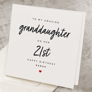Personalized 21st Birthday Card Granddaughter, Cute 21 Years Old Birthday Gift For Granddaughter, From Grandma, Granddaughter's Twenty-First