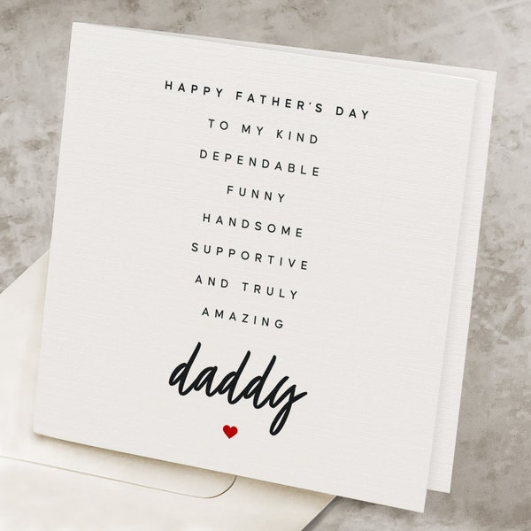 Daddy Fathers Day Card,  From Daughter, Father's Day Gift To Kind, Funny Amazing Dad, Happy Father's Day Card With Cute Poem For Daddy