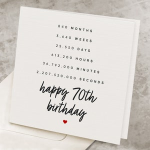 Happy 70th Birthday Card For Her, For Grandma, Seventieth Birthday Gift For Him, For Grandpa, Best Friend's Happy 70 Years Old Birthday Card