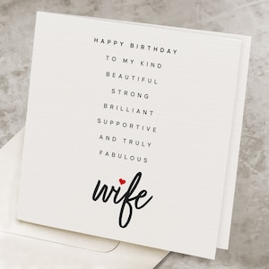 Birthday Card For Wife With Poem, Romantic Birthday Card For Wife, Wife&#39;s Birthday Gift Idea, Heartfelt Birthday Card To Wife HB092