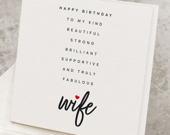 Geburtstagskarte für die Ehefrau mit Gedicht, Romantische Geburtstagskarte für die Ehefrau, Geschenkidee zum Geburtstag der Ehefrau, Herzliche Geburtstagskarte für die Ehefrau HB092