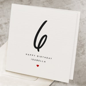 Sixth Birthday Card For Girl, 6th Birthday Card For Boy, 6 Years Old Birthday Card, For Daughter, For Son, Personalized With Custom Name
