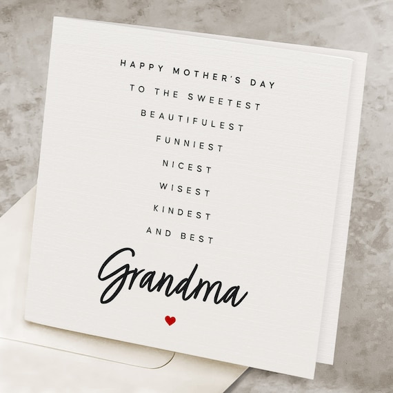Best Grandma Mothers Day Card, From Granddaughter, Cute Happy