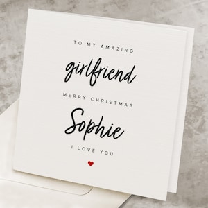 Love Christmas Card For Girlfriend, Personalized Name, Romantic Christmas Card For Her, Customizable Christmas Gift For Girlfriend