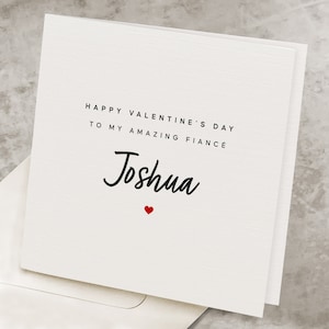 Romantic Fiance Valentines Card, Personalized Name, Happy Valentine&#39;s Day Card For Fiancé, Future Husband, Husband-To-Be Valentines Day Gift