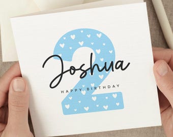 Personalized 2nd Birthday Card For Boy, Son 2 Years Old Birthday Card, For Grandson, 2nd Birthday Gift For Nephew, Two, Second Birthday Card