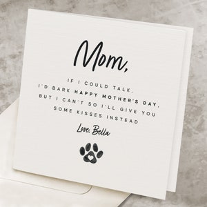 Dog Mom Mothers Day Card, Happy Mother's Day Card From Dog, Cute Message From Pet Doggy, Personalized Happy Mothers Day Card For Dog Mommy
