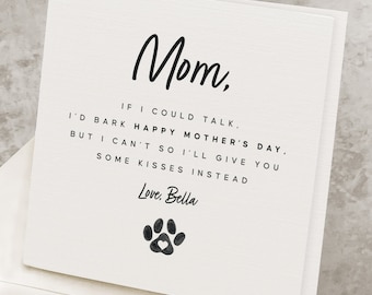 Dog Mom Mothers Day Card, Happy Mother's Day Card From Dog, Cute Message From Pet Doggy, Personalized Happy Mothers Day Card For Dog Mommy