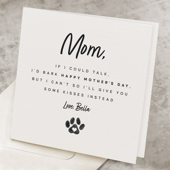 Dog Mothers Day Card Mother's Day Card From the Dog, Dog Mom Card