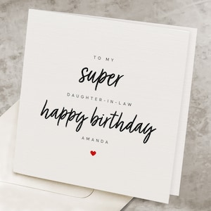Amazing Daughter In Law Birthday Card, Personalized Name, Birthday Gift Idea For Daughter In Law, Happy Birthday Super Daughter-In-Law, DIL
