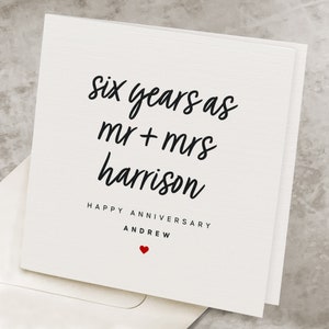 6th Anniversary Card For Wife, For Her, 6th Anniversary Gift For Husband, For Men, Six Years Down Forever To Go, Sixth Anniversary AV006