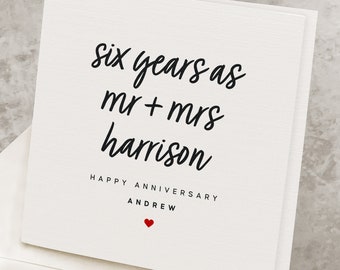 6th Anniversary Card For Wife, For Her, 6th Anniversary Gift For Husband, For Men, Six Years Down Forever To Go, Sixth Anniversary AV006