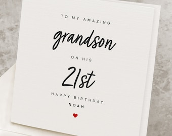 Grandson 21st Birthday Card, 21 Years Old Happy Birthday Gift For Grandson, Age 21, Personalized Birthday Gift For Grandson's Twenty-First