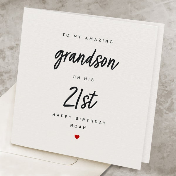 Grandson 21st Birthday Card, 21 Years Old Happy Birthday Gift For Grandson, Age 21, Personalized Birthday Gift For Grandson's Twenty-First