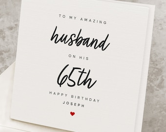 65th Husband Birthday Card, Romantic 65 Years Birthday Card For Husband, From Wife, Cute Personalized Senior 65th Birthday Gift To Husband