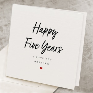 5 Year Anniversary Card For Him, For Her, 5th Anniversary Card For Husband, For Wife, Romantic Five Year Anniversary Card For Boyfriend