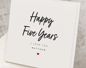 5 Year Anniversary Card For Him, For Her, 5th Anniversary Card For Husband, For Wife, Romantic Five Year Anniversary Card For Boyfriend
