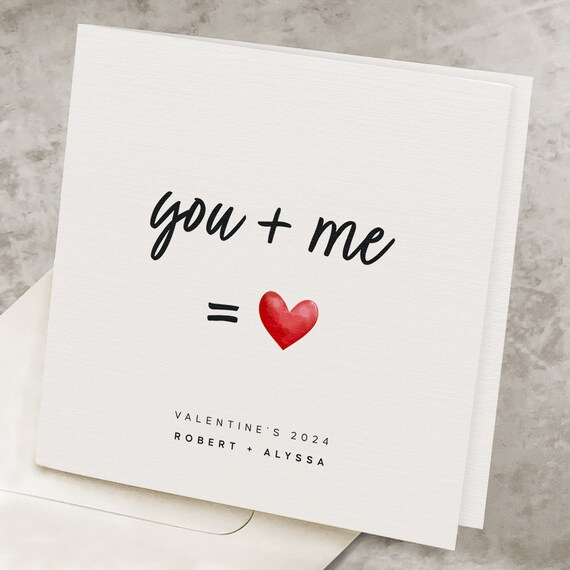 Personalized Love Valentines Card, You Me Love, Cute