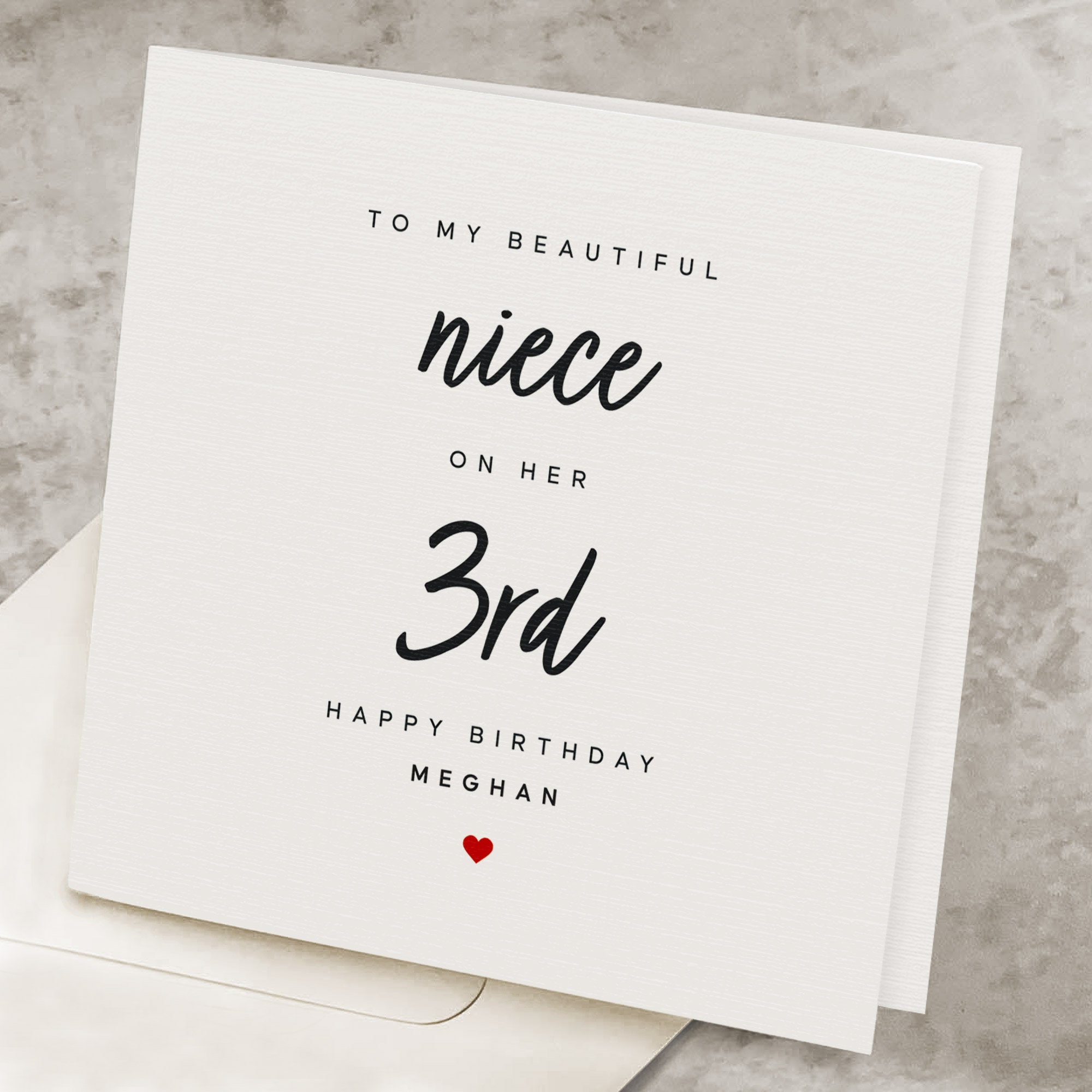 3rd Happy Birthday Card for Niece, Personalized Niece's Third