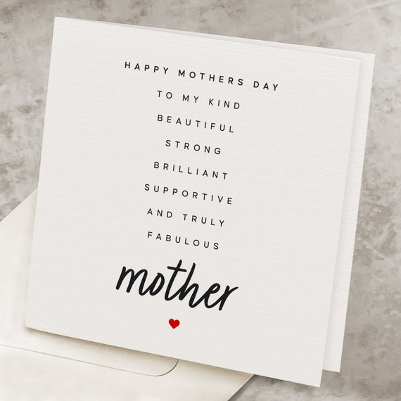 Happy Mothers Day Card, Poem From Daughter, Cute Happy Mother's Day Card,  From Son, To Amazing Mom, Strong Mommy, Beautiful Mother