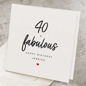 40th Birthday Card For Her, 40 And Fabulous, Fortieth Birthday, Personalized With Any Name, For Best Friend, Funny 40th Birthday Card HB066