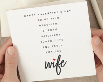 Wife Valentines Day Card, Romantic Happy Valentines Day Poem Card To Wife, From Husband, Cute Valentine's Day Gift For Wife, Customizable