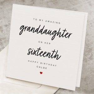 16th Birthday Card For Granddaughter, Sweet Sixteen, Personalized Granddaughter&#39;s Sixteenth Happy Birthday Card, Birthday Gift, 16 Years Old