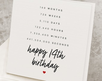 14th Birthday Card For Boy, For Son, Cool 14 Years Old Birthday Card For Daughter, For Girl, Fourteenth Birthday Card For Nephew, For Niece