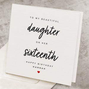 Daughter 16th Birthday Card, Personalized, Daughter Sweet 16 Birthday Card, Sweet Sixteen Card, Daughter&#39;s 16th Birthday Gift HB114