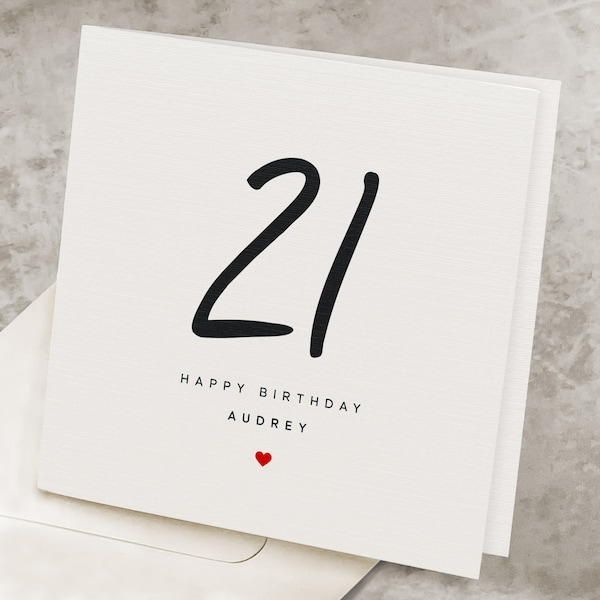 Personalized 21st Birthday Card, For Her, For Him, 21 Years Old Birthday Card, Any Name, Twenty-One Years Old Birthday Gift HB127