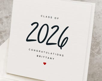 Personalized Class of 2026 Graduation Card, High School Graduation Card, Elementary School, Middle School Graduation Gift, Custom '26 Grad