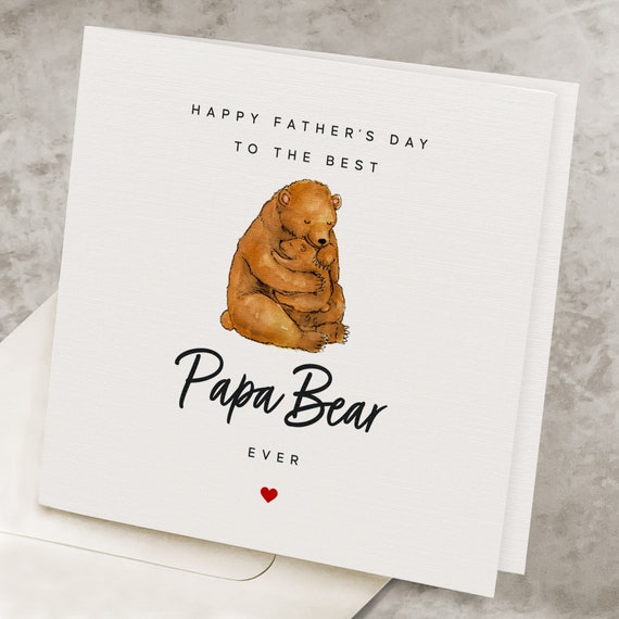 Papa Bear Fathers Day Card, Cute Happy Father's Day Card From