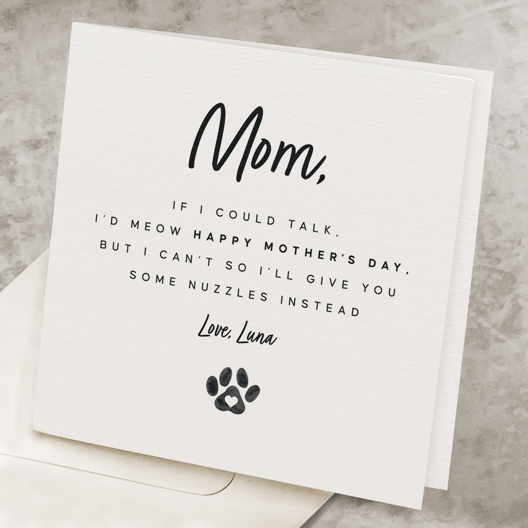 Happy Mothers Day Card From Cat, Cute Mother's Day Card for Cat Mom ...