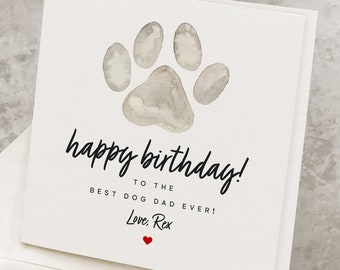 Tarjeta de cumpleaños súper linda de perro, tarjeta de cumpleaños de papá perro, firmada por perro, nombre personalizado, tarjeta de feliz cumpleaños para perros para papá, mascota para papá