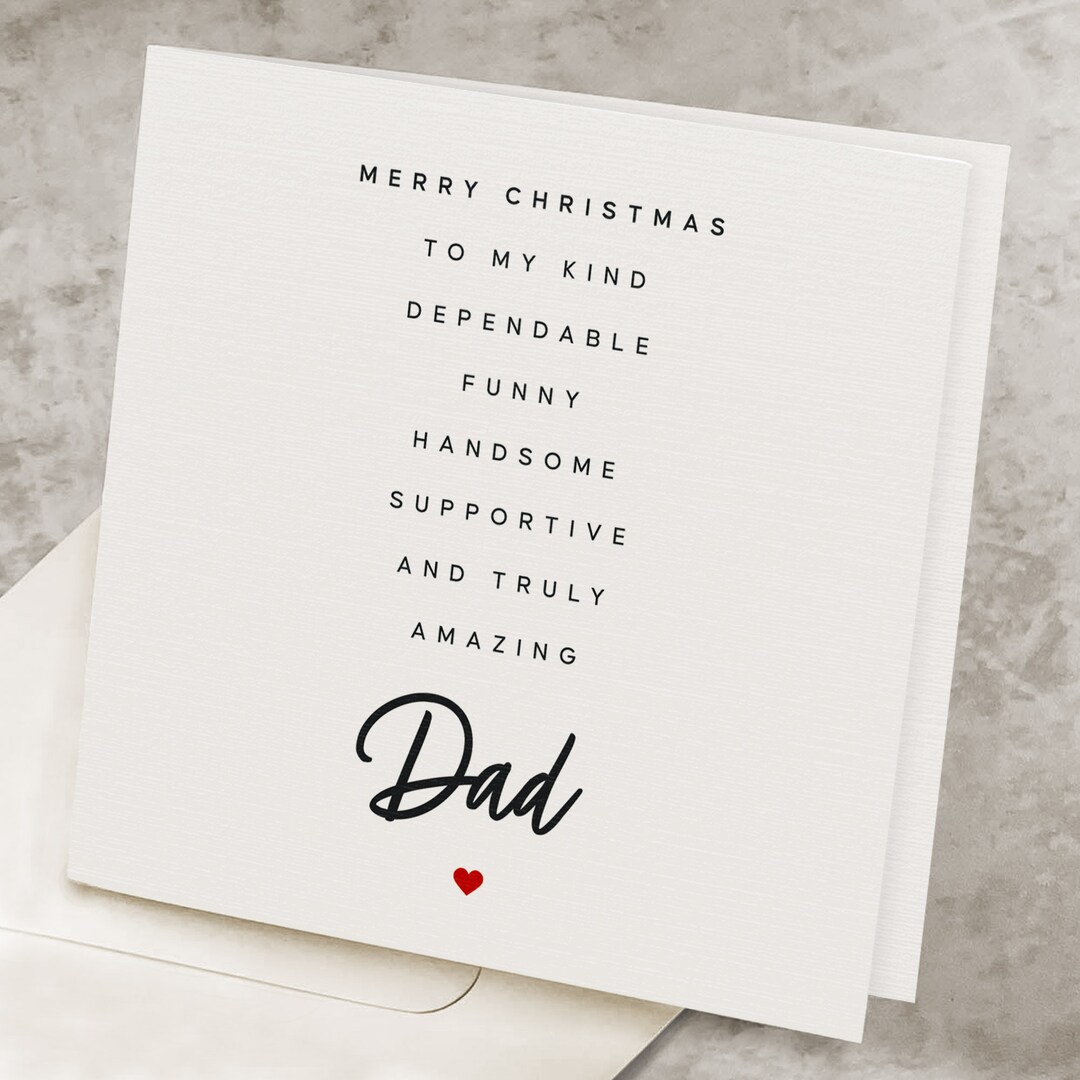 Dad Christmas Card With Poem, Merry Christmas Card for Dad, Daddy Xmas ...