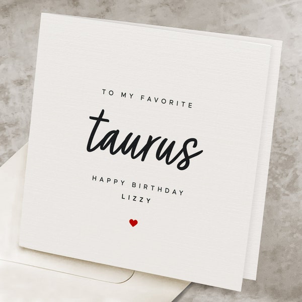 Taurus Birthday Card For Her, For Bestfriend, Personalized Name, Taurus Astrology Horoscope Star Sign Birthday Card, For Him, For Bestfriend