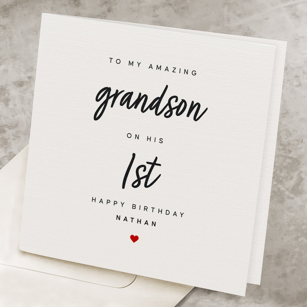 Grandson 1st Birthday Card, First Happy Birthday Card for Grandson