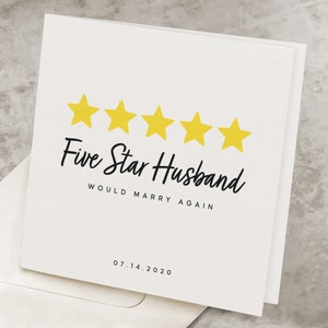 Funny Anniversary Card For Husband, Five Star Review Joke Anniversary Gift, Personalized, 5 Star Rating Husband Wedding Anniversary Card