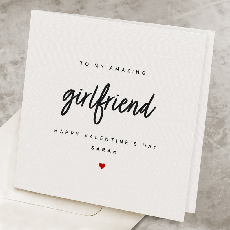 Personalized Girlfriend Valentines Day Card, Happy Valentine's Card for ...