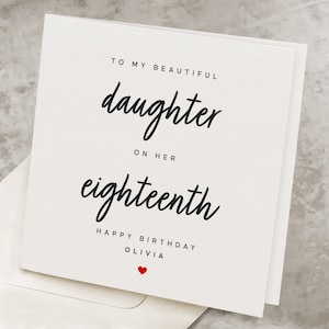 Daughter 18th Birthday Card, Personalized Name, Daughter 18 Years Old Birthday Card, Cute Birthday Card 18th Birthday Gift HB115