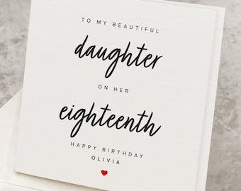 Daughter 18th Birthday Card, Personalized Name, Daughter 18 Years Old Birthday Card, Cute Birthday Card 18th Birthday Gift HB115