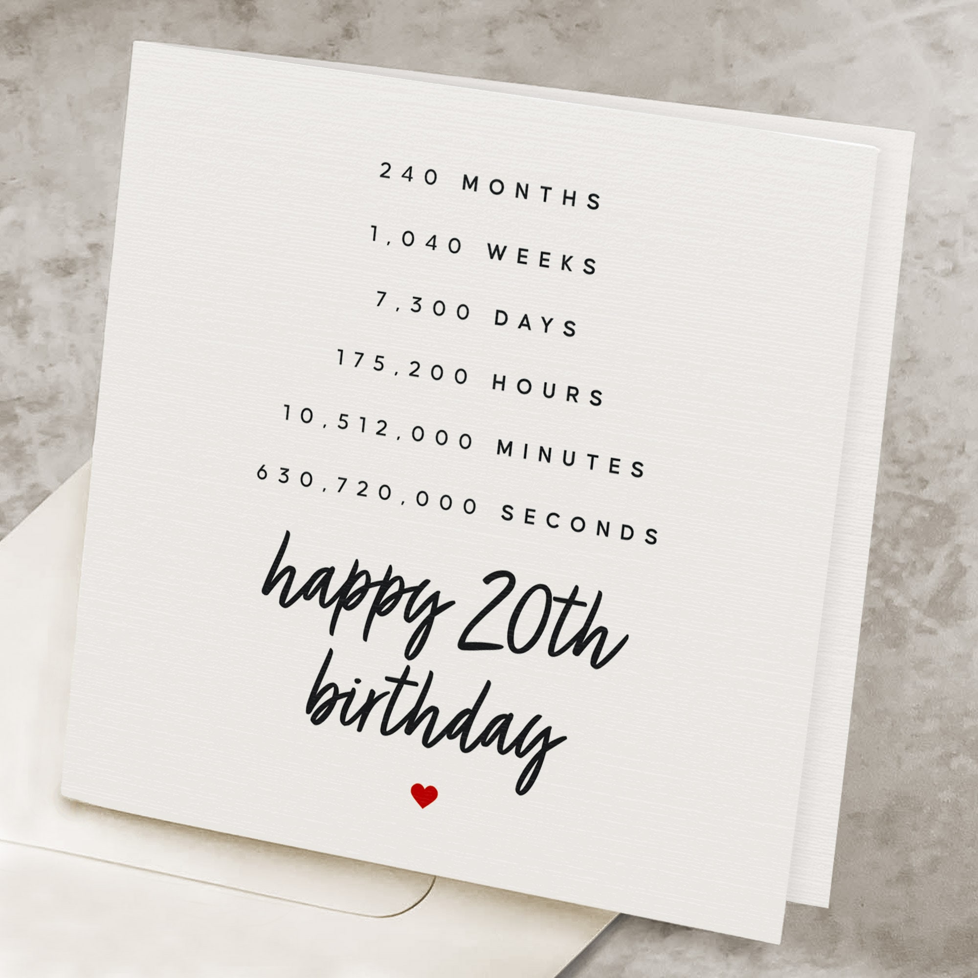 20th Birthday Card for Him, for Son, Time Theme, Twentieth