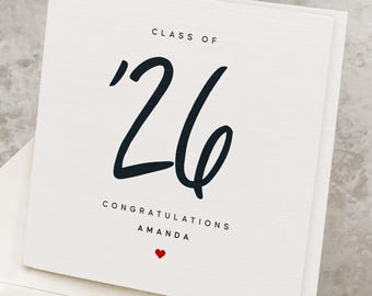 High School Graduation Card, 2026, Personalized Class of '26 Grad Card For Daughter, For Son, High School Graduation Gift For Boy, For Girl