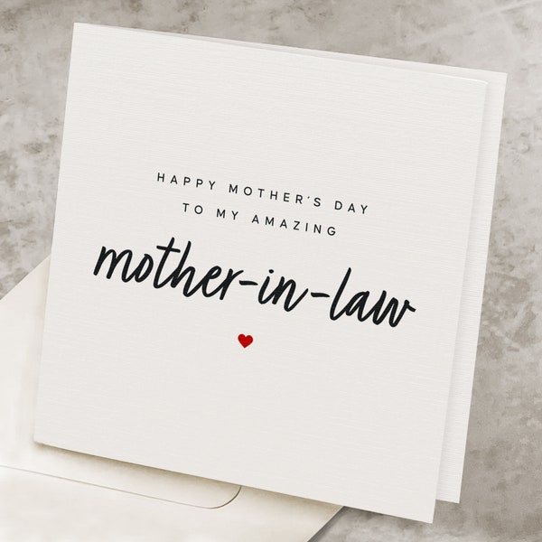 Mother-In-Law Happy Mothers Day Card, Cute Happy Mother's Day To My Amazing Mother In Law, Mothers Day Gift For Amazing Mom In Law, MIL