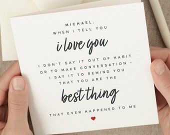 Tarjeta de aniversario personalizada para él, tarjeta de aniversario personalizada novio, tarjeta de aniversario de boda marido, regalo de aniversario de poema romántico