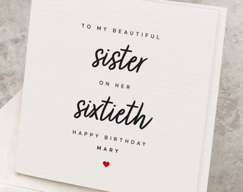 60th Birthday Card For Sister, To My Beautiful Sister On Her Sixtieth Birthday, 60 Sister Birthday Gift, Sixty Years Old Bday Card HB083