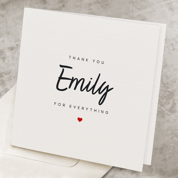 Thank You Card With Personalization, Thank You For Everything, Appreciation Card For Best Friend, Thank You Gift Personalized TY010